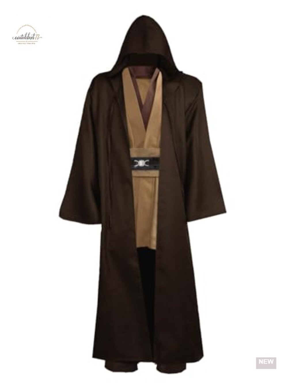 Medieval Fantasy Tunic Hooded Robe Costume Set for Halloween Cosplay